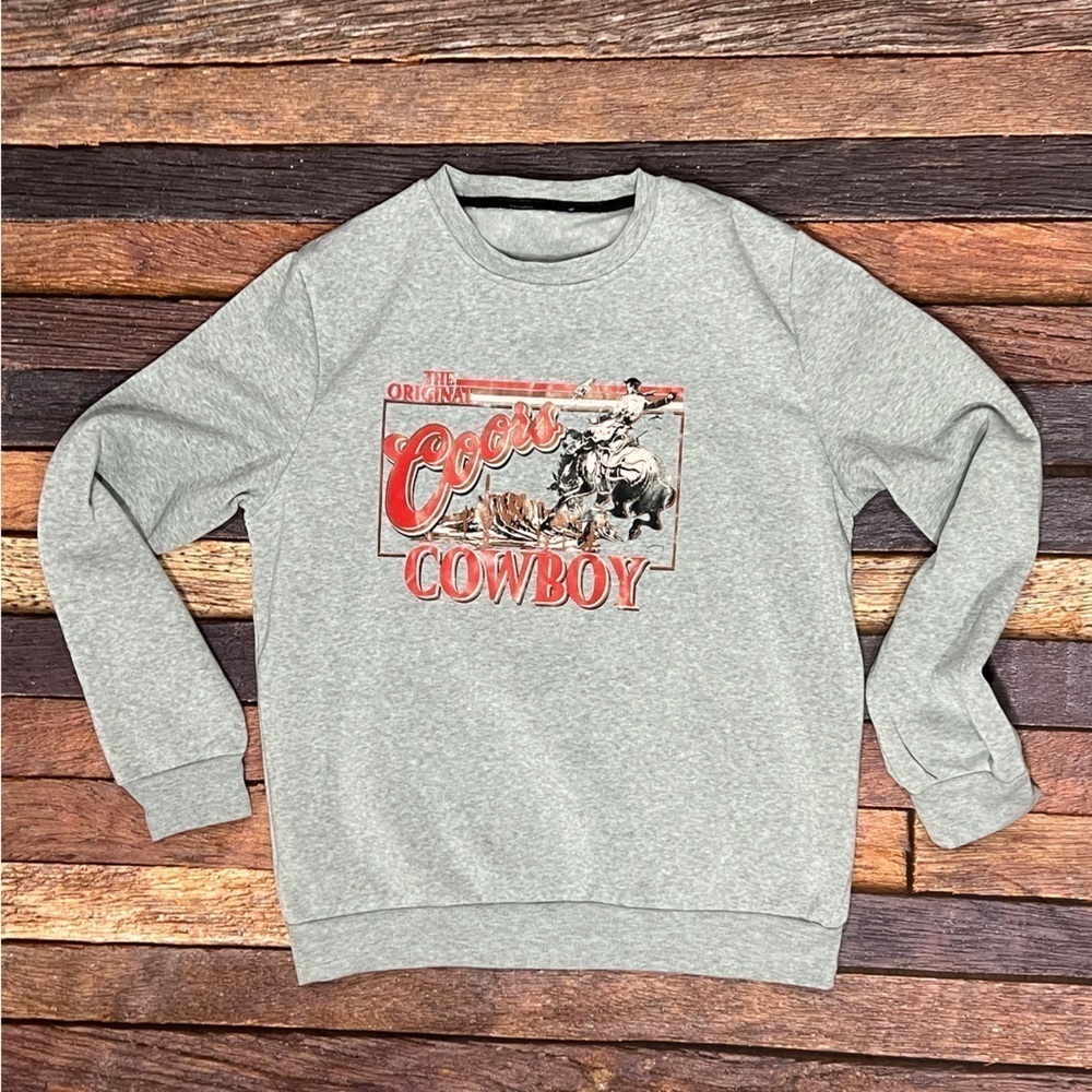 Coors Beer Brewing Cowboy Crewneck Pullover Sweatshirt